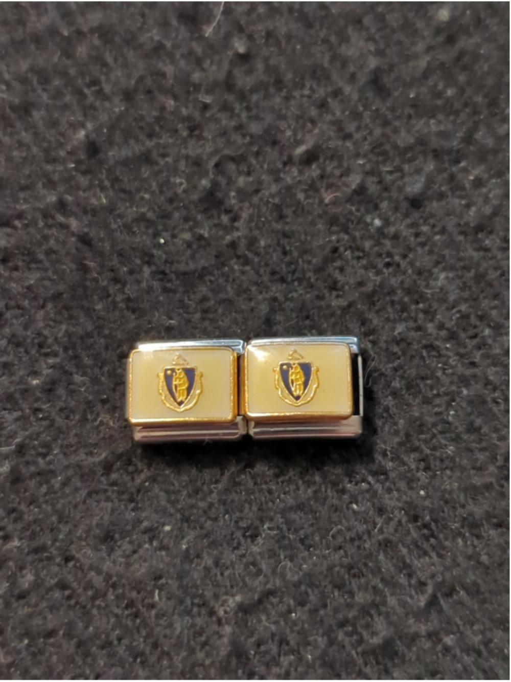 Vintage D'linQ State Of Massachusetts Flag 9mm Italian Charm Bracelet Charms - 2